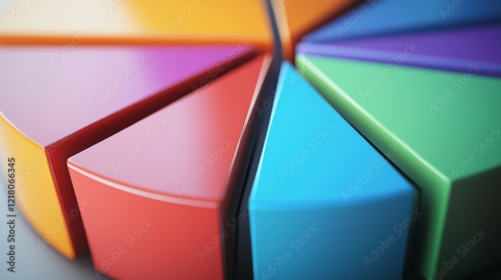 Poster Close-up view of a D pie chart with segments highlighted in different shades, showing detailed labels and percentages for clear data representation.