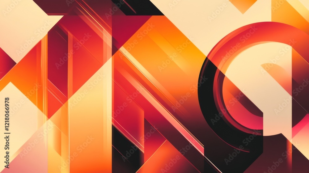 Aufkleber detailed shot of an abstract background featuring bold geometric shapes and gradients in warm tones,