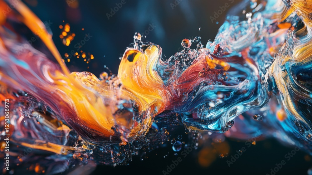 Leinwandbilder Detailed view of an abstract background with a mix of vibrant colors and fluid brushstrokes, capturing an artistic and dynamic visual movement.