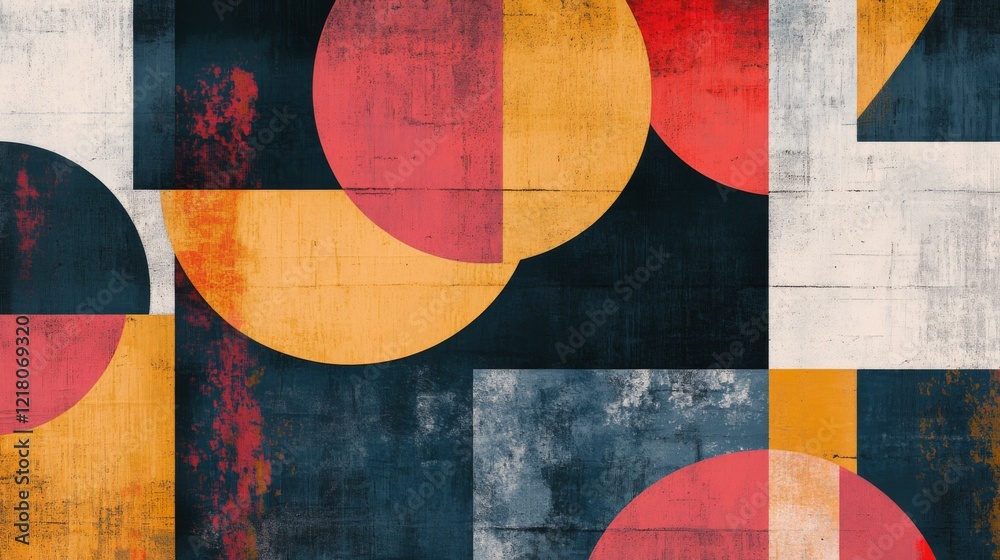 Leinwandbilder detailed view of a digital graphic with overlapping shapes and vibrant colors, creating a sense of d