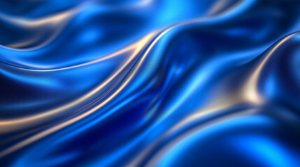 Abstract blue background with metallic reflections, creating a smooth, flowing wave-like pattern