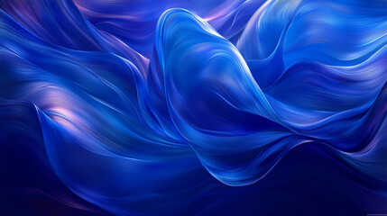 Obraz premium Abstract blue flowing waves background with light, deep blue hues and flowing textures