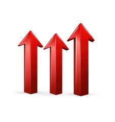 Red 3D arrows up and down, vector illustration set on white.