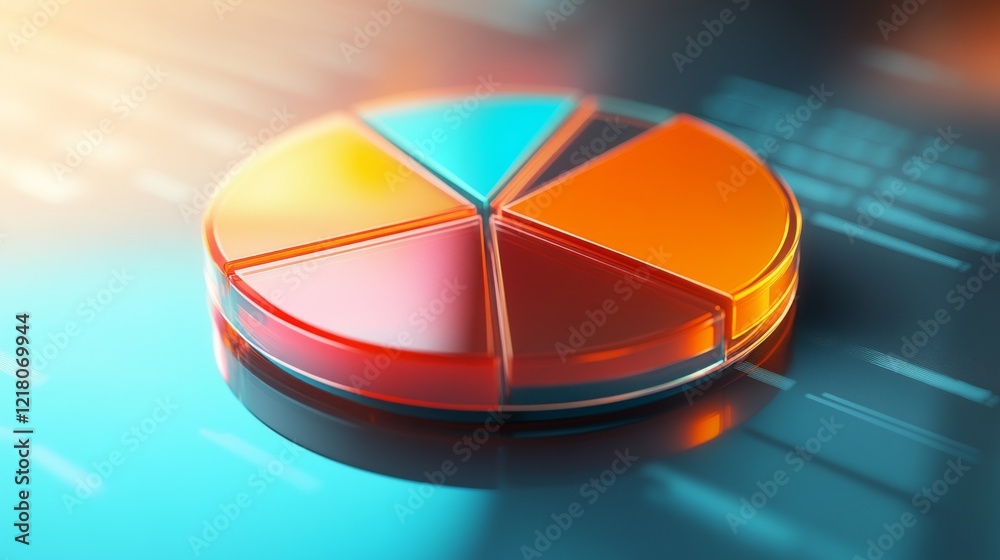 Poster high-definition image of a d pie chart in a corporate setting, with clear, labeled segments and a pr