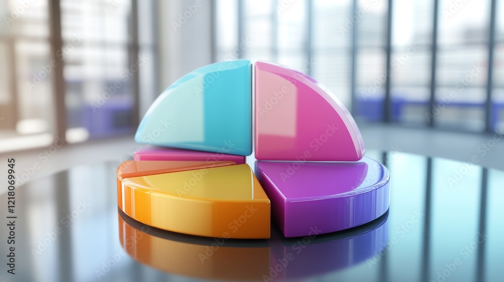 Poster high-definition image of a d pie chart in a corporate setting, with clear, labeled segments and a pr