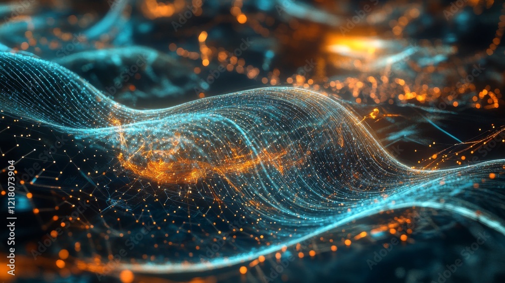 Aufkleber Visualization of electric waves coursing through a futuristic power grid, illustrating the concept of smart cities and renewable energy systems.