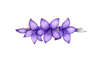 Beautiful illustration of purple flowers arranged elegantly on a white background