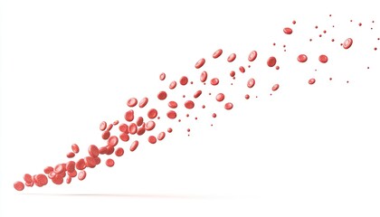 Abstract representation of flowing red blood cells on a white background, symbolizing health