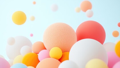 Colorful abstract composition of floating spheres creating a playful and vibrant atmosphere