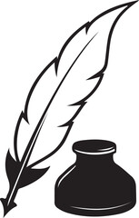 isolated quill and inkpot icon Vector, quill and inkpot Silhouette,quill and inkpot icon set, black quill and inkpot symbol for logo,web color  Vector illustration, Vector Graphic, EPS 10 