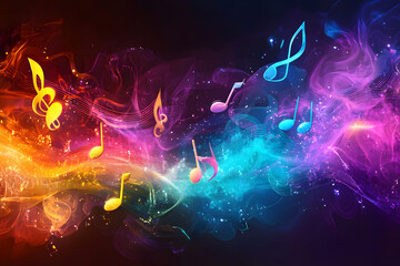 Colorful Music Notes Floating