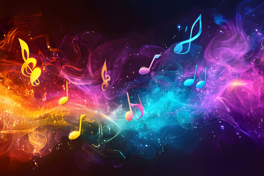 Colorful Music Notes Floating
