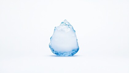 A single piece of clear ice with a blue tint, showcasing its unique shape and texture