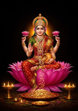 The goddess of wealth and prosperity, Lakshmi, Goddess Laxmi