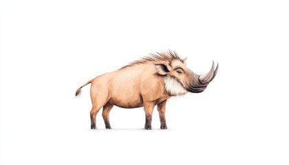 A stylized illustration of a wild boar standing proudly against a plain background, showcasing its features