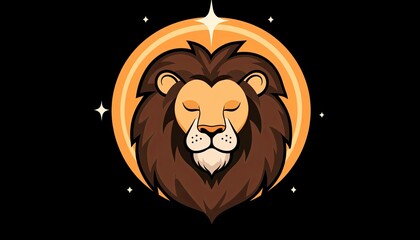Stylized lion illustration with a glowing background, symbolizing strength and courage
