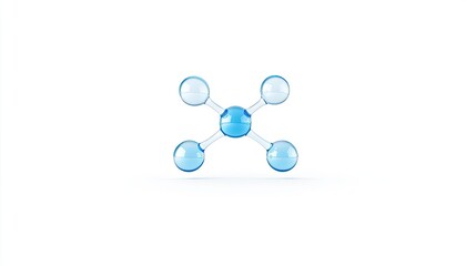 Abstract representation of a molecular structure with blue spheres and bonds on a white background