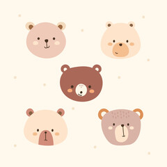 Fototapeta premium Hand Drawn Cute Bear Flat Vector Illustration
