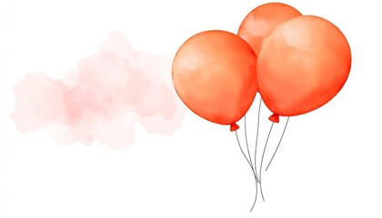 Three vibrant orange balloons float against a soft pastel background, evoking celebration and joy