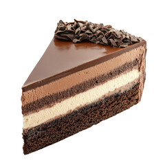 Delicious chocolate mousse cake slice.