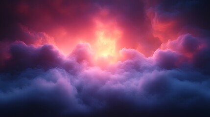 Obraz premium Vibrant sunset above a sea of clouds.