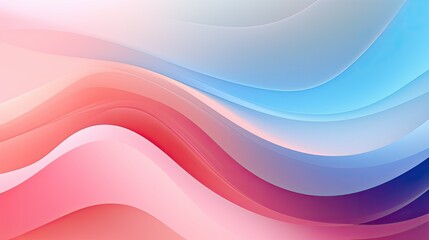 Fototapeta premium Abstract wavy design in soft gradients of pink and blue, ideal for backgrounds and graphics.