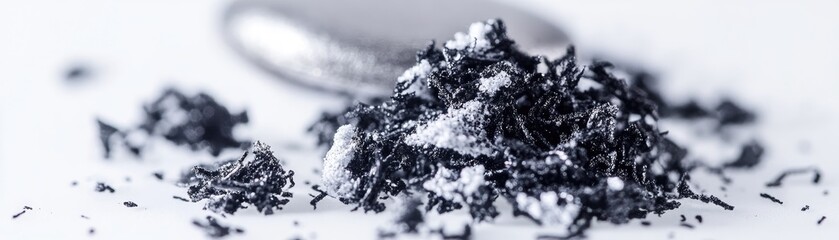 Graphite powder closeup, lab background, science research