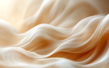 Fototapeta premium Abstract beige waves, flowing fabric texture.
