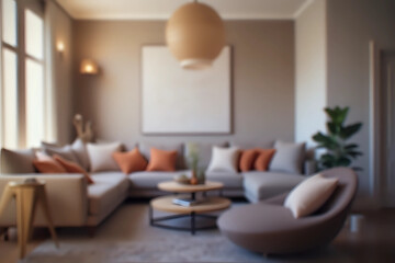 Abstract blurred living room decoration interior for background.