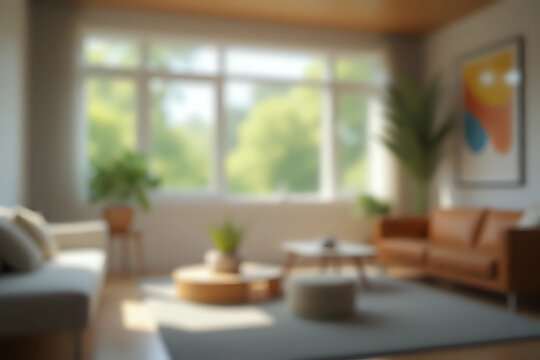 Abstract blurred living room decoration interior for background.