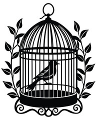 Vintage Bird Cage Silhouette