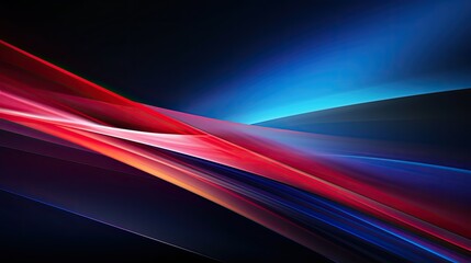 Abstract design featuring vibrant red and blue waves on a dark background.