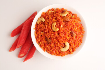 Carrot Halwa,as gajar ka halwa indian sweet made with grrated carrots ,milk,sugar,and ghee   