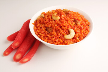 Carrot Halwa,as gajar ka halwa indian sweet made with grrated carrots ,milk,sugar,and ghee   