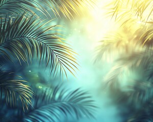 Lush tropical foliage with sunlit background.