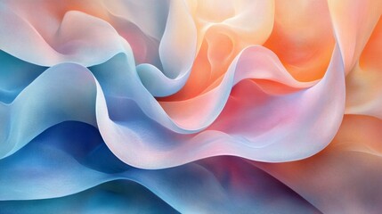 Abstract Pastel Fabric Waves Flowing Gracefully