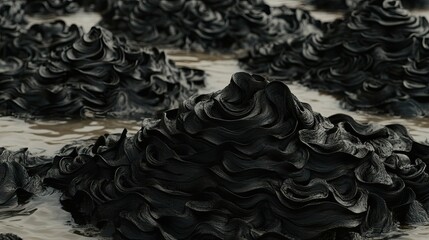 Abstract dark swirls, fluid texture, landscape background, design element