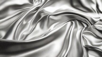 Obraz premium Silver Fabric Draped in Soft Waves and Folds