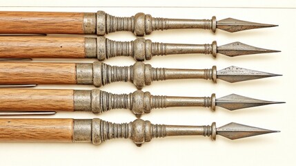 Five Antique Javelins:  A Collection of Ornate Medieval-Style Throwing Spears