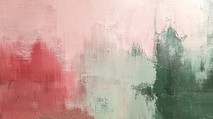 Abstract Textured Painting in Pink Green and Red Hues