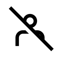 Slash user icon in black, outline style and white background