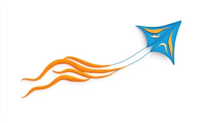 Obraz premium Colorful kite soaring in a clear sky, showcasing vibrant design and playful movement, ideal for outdoor fun