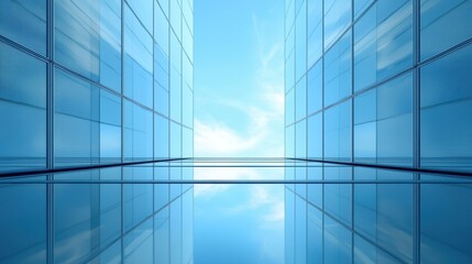 Obraz premium Modern skyscrapers reflecting a clear blue sky