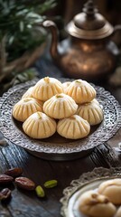 Georgian dumplings khinkali with pistachios and walnuts