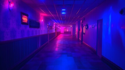 neon hallway pink blue purple light