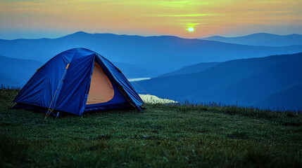 Camping in the Majestic Mountains: A Sunset Symphony of Colors