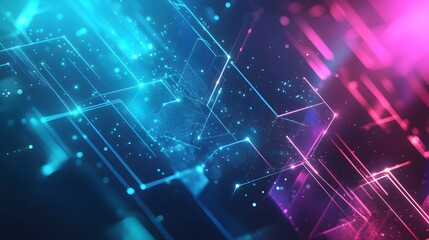 Obraz premium abstract technology background with glowing lines and particles