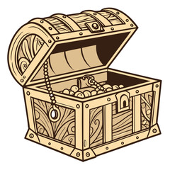 Illustration of a treasure chest isolated on a white background.
