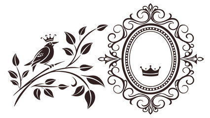 Ornate Crowned Oval Frame with Vintage Gate Design