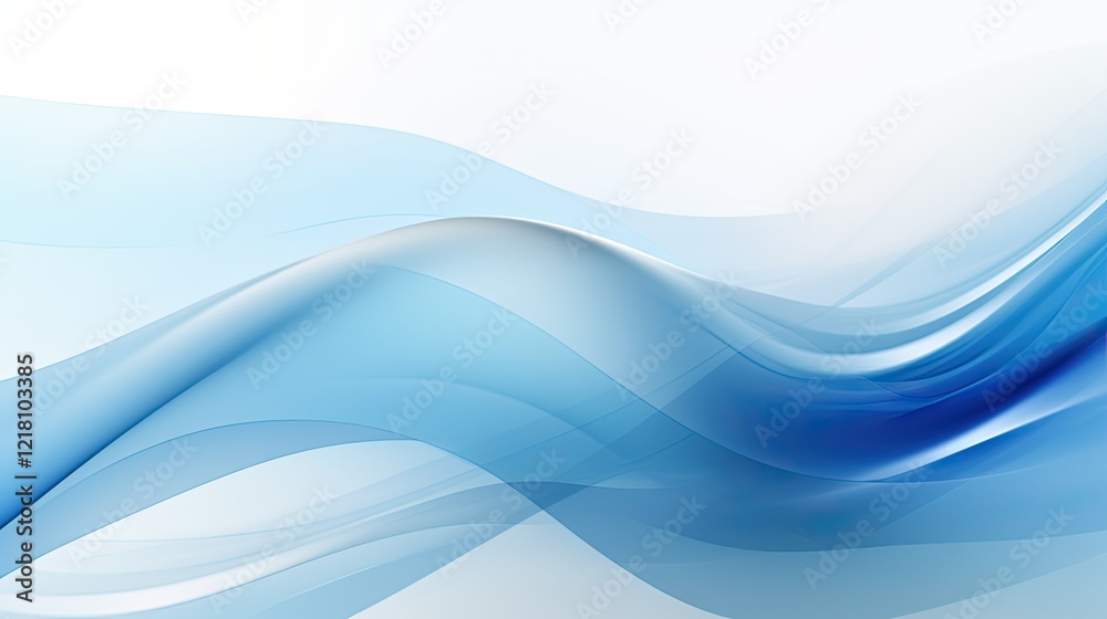 Wall mural abstract blue wave design with smooth gradients and flowing lines.